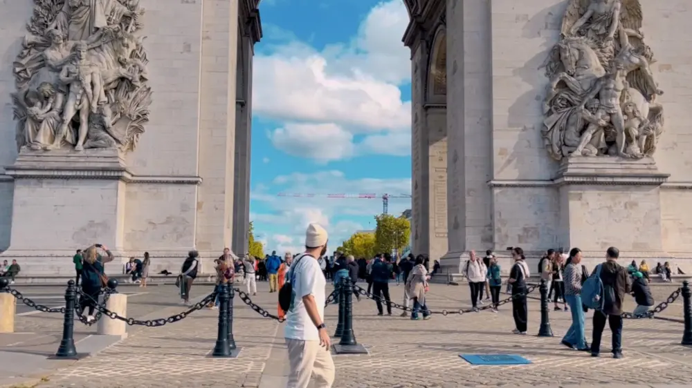 The Arc de Triomphe in Paris.